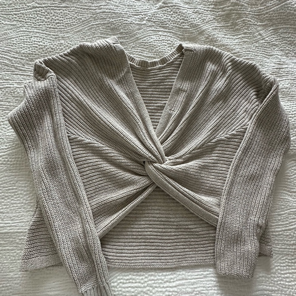 Taupe twist front sweater